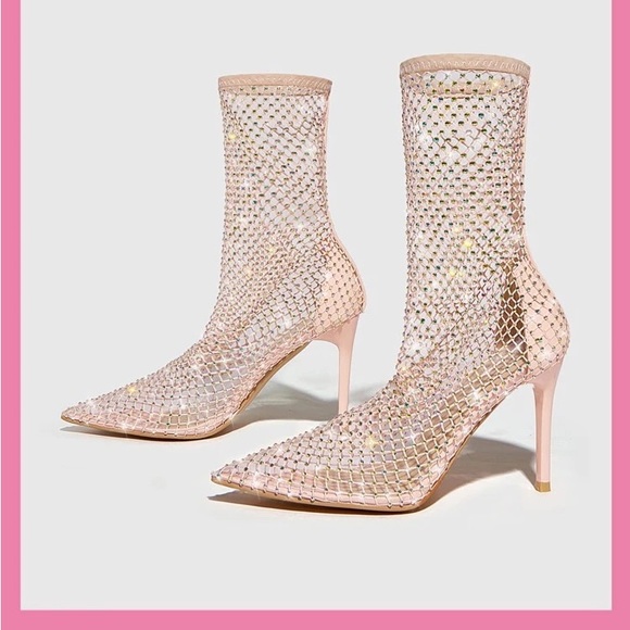 Fishnet Rhinestone Heels - Picture 3 of 8